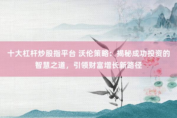 十大杠杆炒股指平台 沃伦策略：揭秘成功投资的智慧之道，引领财富增长新路径