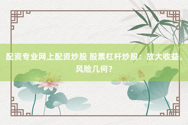 配资专业网上配资炒股 股票杠杆炒股：放大收益，风险几何？