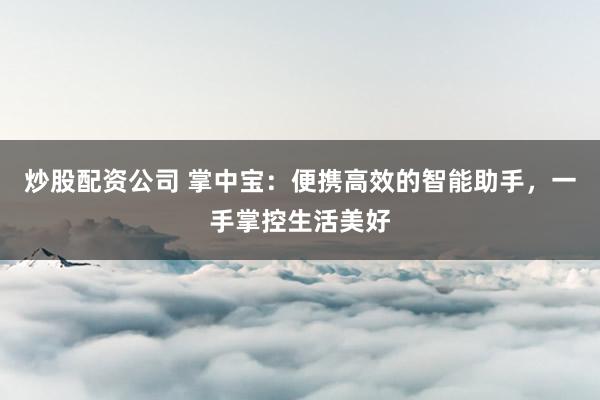炒股配资公司 掌中宝：便携高效的智能助手，一手掌控生活美好