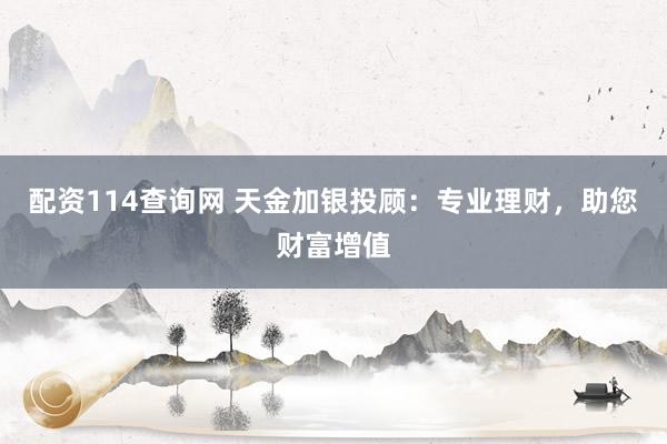 配资114查询网 天金加银投顾:专业理财,助您财富增值