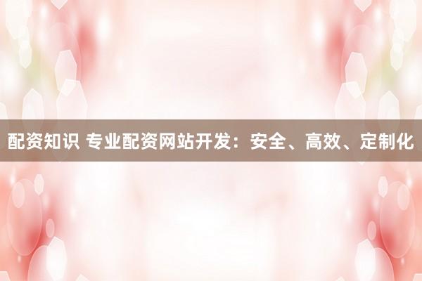 配资知识 专业配资网站开发：安全、高效、定制化
