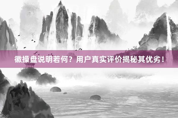徽操盘说明若何？用户真实评价揭秘其优劣！