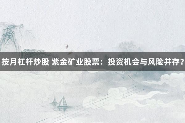 按月杠杆炒股 紫金矿业股票：投资机会与风险并存？