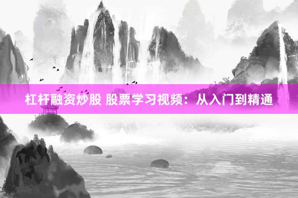 杠杆融资炒股 股票学习视频：从入门到精通