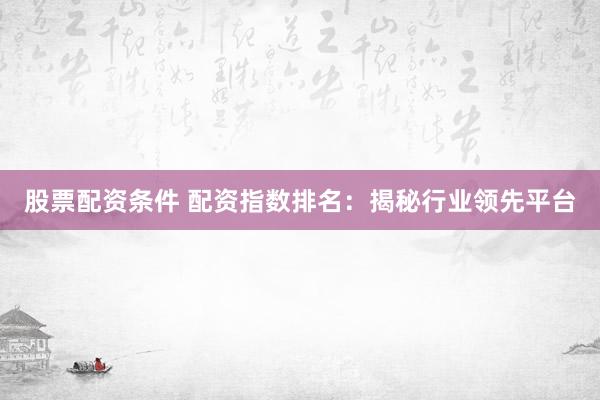 股票配资条件 配资指数排名:揭秘行业领先平台