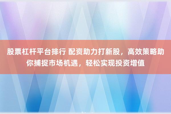 股票杠杆平台排行 配资助力打新股，高效策略助你捕捉市场机遇，轻松实现投资增值