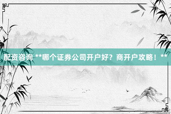 配资咨询 **哪个证券公司开户好？商开户攻略！**